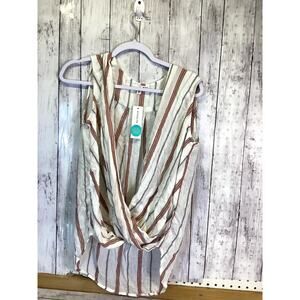 KUT from the Kloth Striped Surplice Drape Front Sleeveless Top - Size Medium